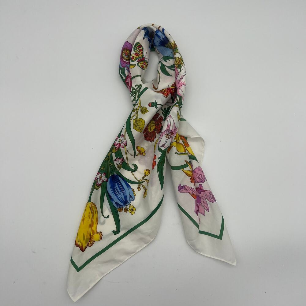 Floral Flower Vivid Colors Polyester Square Scarf 27"x27"